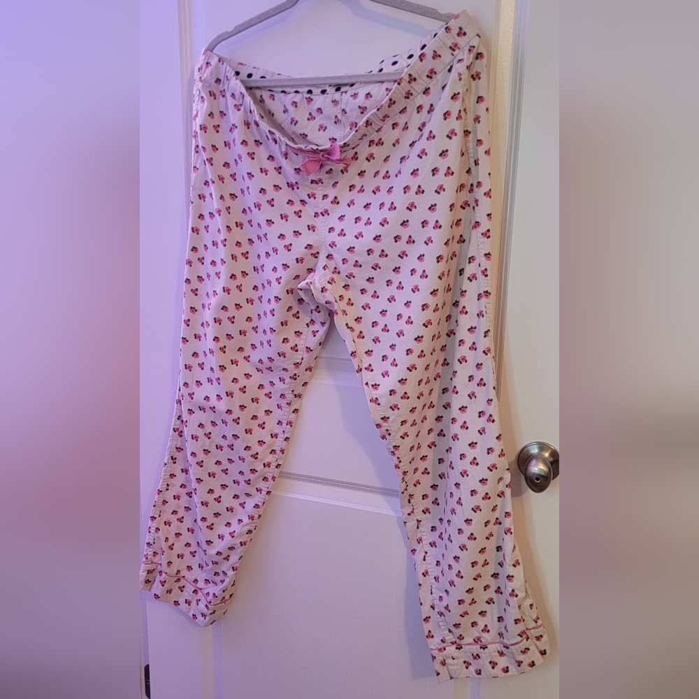 Pink Rose Print Pajama Pants Size L - Picture 2 of 3